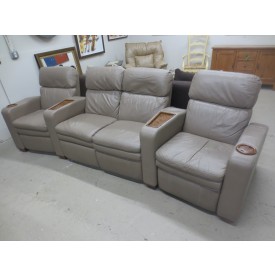 Upholstered Furn -  Lazy Boy Theater Seating (4) Tan Leather